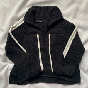 Black and White Quarter-Zip Sweater